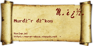 Murár Ákos névjegykártya